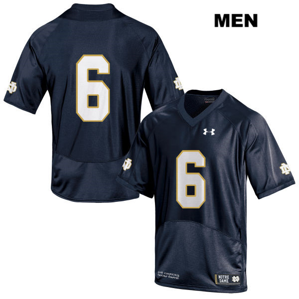 Men's NCAA Notre Dame Fighting Irish #6 Tony Jones Jr. Stitched College Under Armour Authentic Navy No Name Football Jersey IF10O22WG